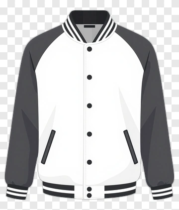 Baseball Jacket With Black And White Design PNG
