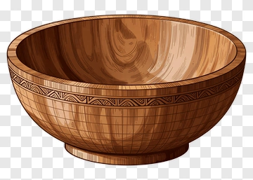 Wooden Bowl With Decorative Pattern PNG