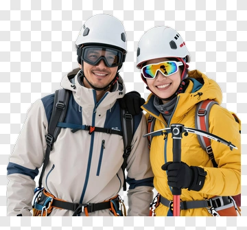 Couple Of Climbers Smiling Together PNG