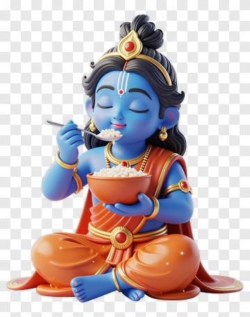 3D Krishna Eating Rice PNG