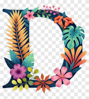 Floral Letter D Design PNG