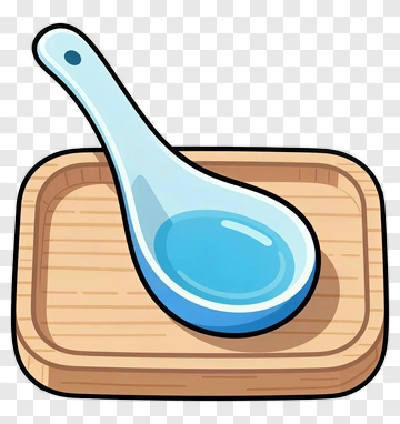 Cartoon Spoon On A Wooden Tray PNG