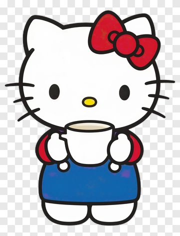 Hello Kitty Holding A Cup PNG