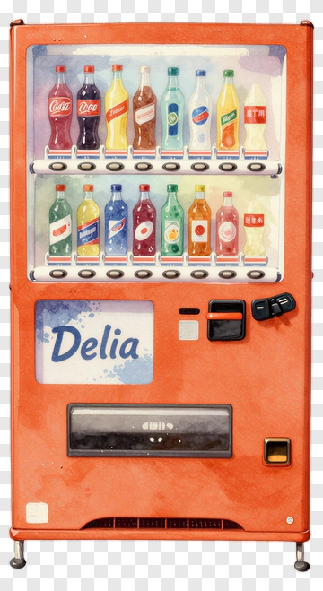 Vending Machine With Various Soft Drinks PNG