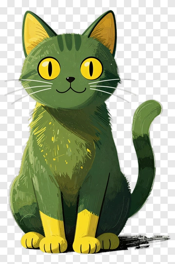 Cartoon Green Cat PNG