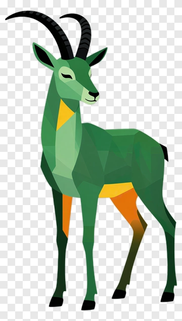 Polygonal Green Goat PNG