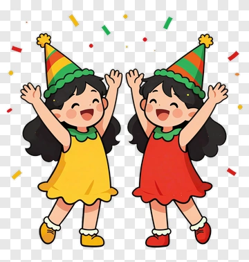 Cartoon Girls Celebrating At A Party PNG