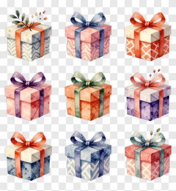 Colorful Gift Boxes With Ribbons PNG