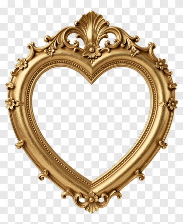 Ornate Heart-Shaped Gold Frame PNG