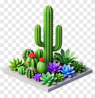 Colorful Succulent And Cactus Arrangement PNG