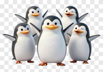 Cartoon Penguins Group PNG