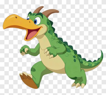 Cartoon Dinosaur Character Running PNG