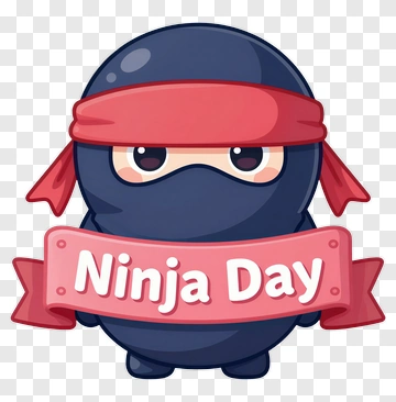 Cartoon Ninja Celebrating Ninja Day PNG