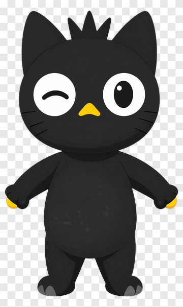 Cartoon Black Cat Winking PNG