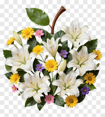 Floral Arrangement In Apple Shape PNG