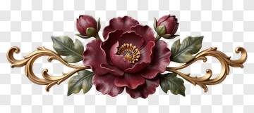 Decorative Floral Arrangement With Roses And Leaves PNG