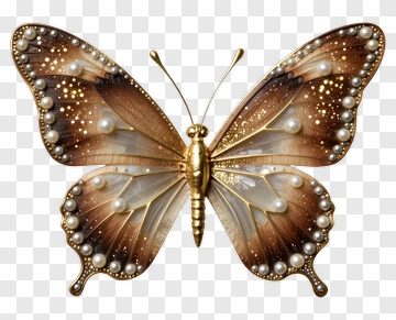 Elegant Butterfly With Pearl Details PNG