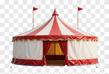Circus Tent With Red And White Stripes PNG