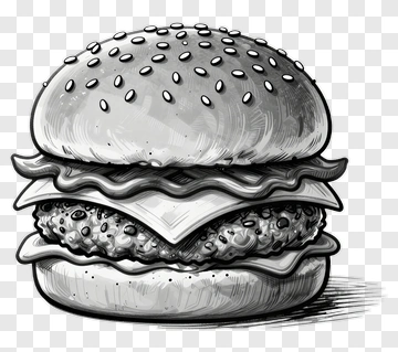 Sketch Hamburger With Sesame Seeds PNG