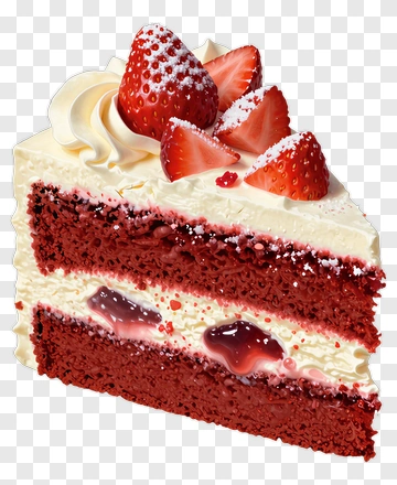 Red Velvet Cake With Strawberries PNG