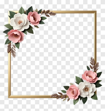 Floral Frame With Pink And White Flowers PNG