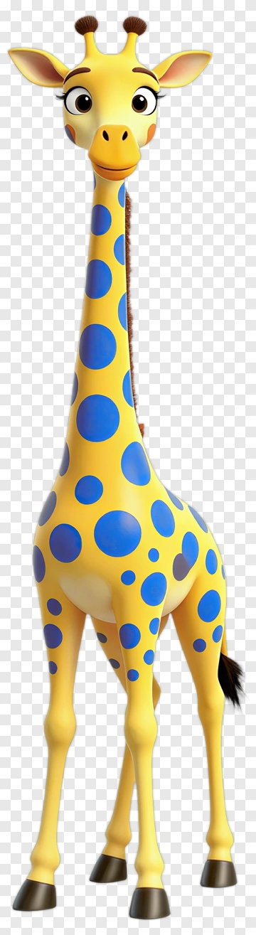 Cartoon Giraffe With Blue Spots PNG