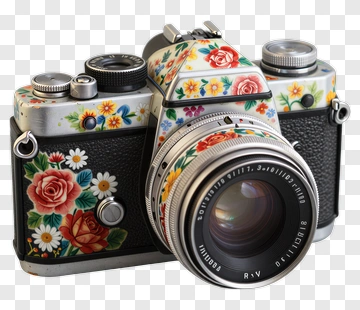 Vintage Floral Camera PNG