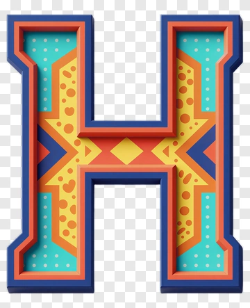Colorful Letter H With Decorative Patterns PNG