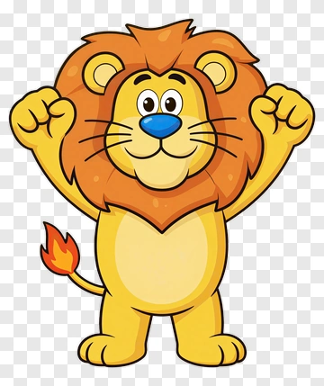 Cartoon Lion With Raised Arms PNG