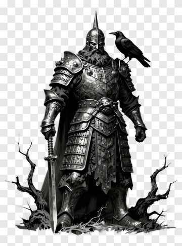 Armored Knight With A Raven PNG