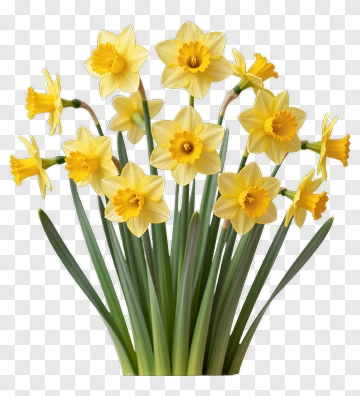 Yellow Daffodil Flower Bouquet PNG