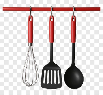 Kitchen Utensils Hanging On A Rack PNG