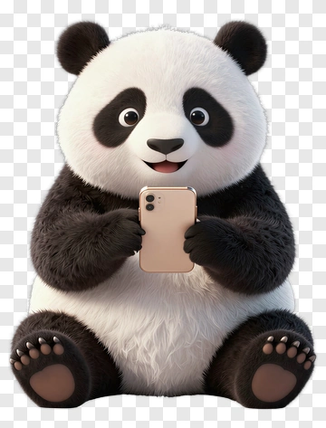 Cartoon Panda Holding A Smartphone PNG