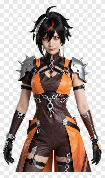 Female Character In Armor Costume PNG
