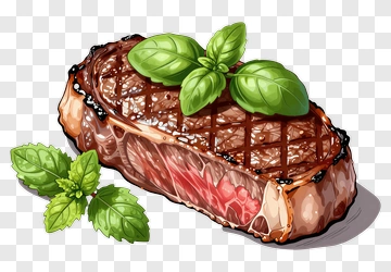 Grilled Steak With Fresh Basil PNG