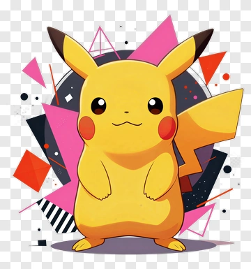 Cartoon Pikachu With Colorful Background PNG