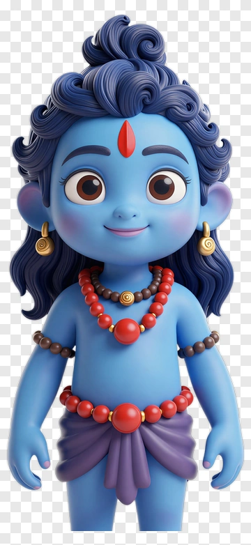 3D Cartoon Character With Blue Skin And Jewelry PNG