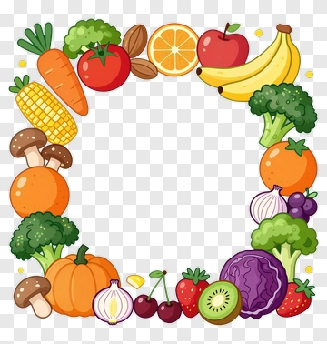 Colorful Fruit And Vegetable Frame PNG