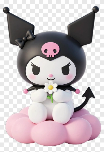 Cute Devil Character Sitting On A Pink Cloud PNG