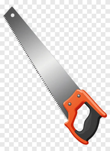 Hand Saw With Orange Handle PNG