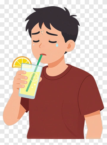 Boy Drinking Lemonade PNG