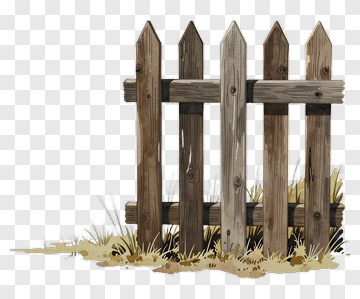 Wooden Fence With Grass PNG