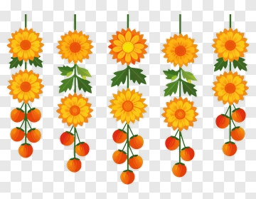 Colorful Sunflower And Pumpkin Decoration PNG