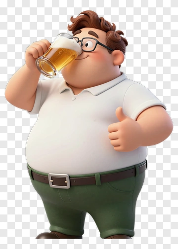 Cartoon Man Drinking Beer PNG