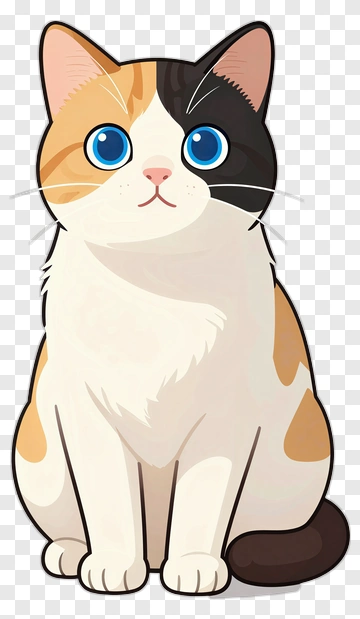Cartoon Cat With Blue Eyes PNG