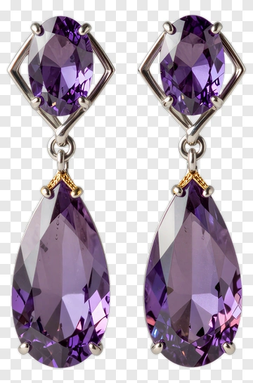 Purple Gemstone Earrings PNG