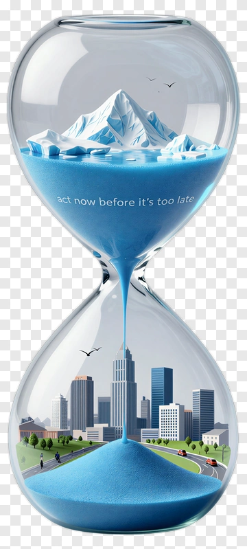 Hourglass With Mountain And Cityscape PNG
