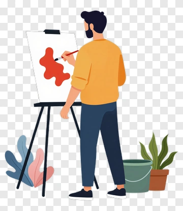 Artist Painting On An Easel PNG