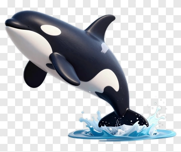 3D Orca Whale Jumping Out Of Water PNG