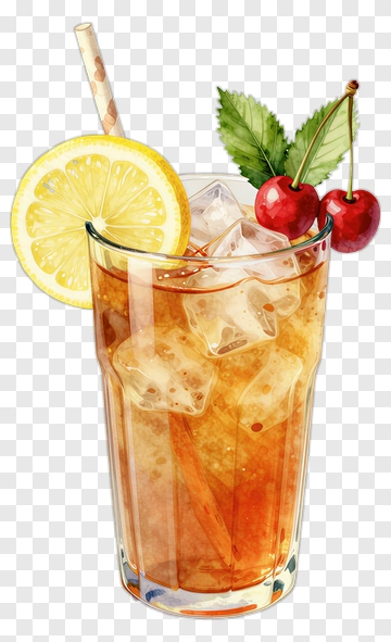 Iced Tea With Lemon And Cherries PNG